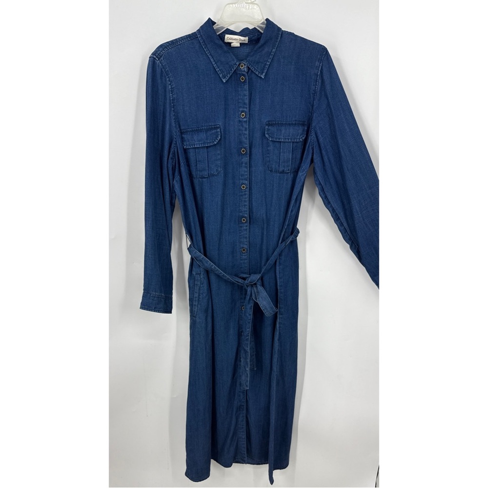 Coldwater Creek indigo blue Shirtdress Tencel Lyocell Midi /Maxi M
